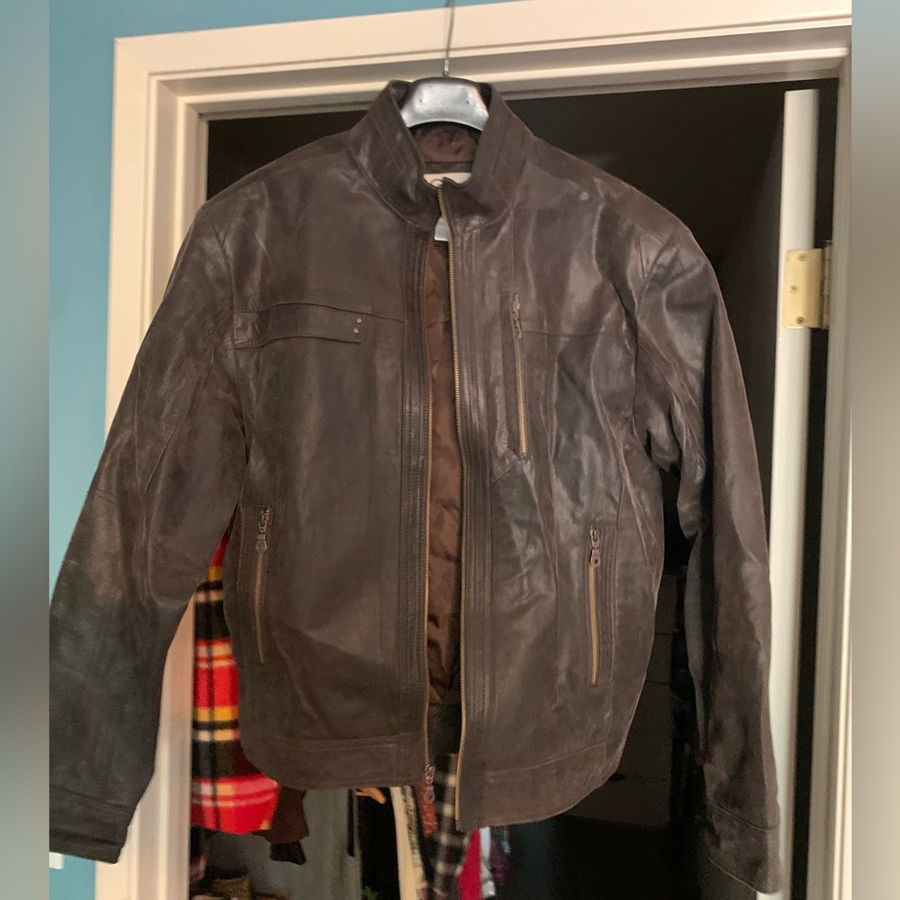 Dark brown leather jacket